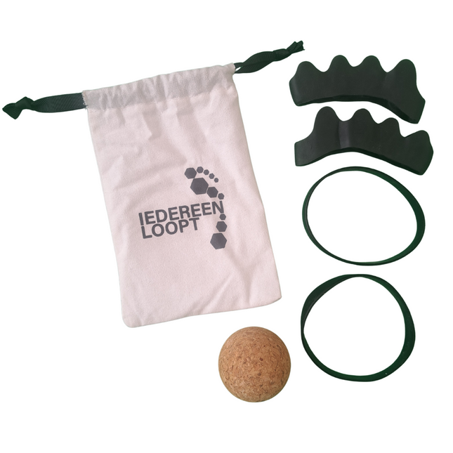 IEDEREEN LOOPT Teenspreider + voetentrainingset