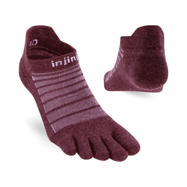 Injinji Run Lightweight No-Show Wool Garnet
