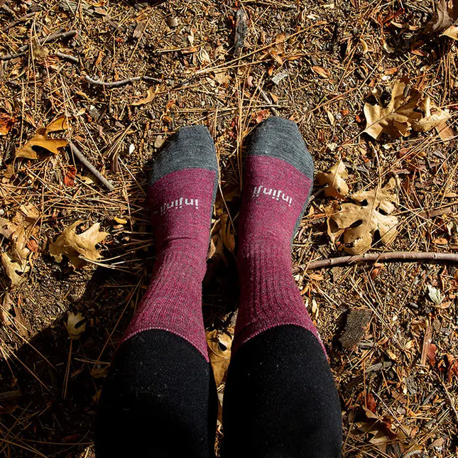 Injinji Womens Liner+Hiker Crew Maroon