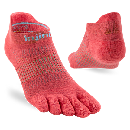 Injinji Women's Run Lightweight No-Show Coolmax Coral