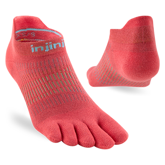 Injinji Women's Run Lightweight No-Show Coolmax Coral