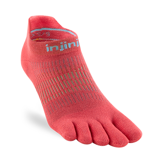Injinji Women's Run Lightweight No-Show Coolmax Coral