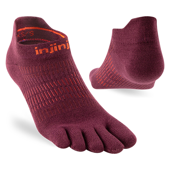 Injinji Women's Run Lightweight No-Show Coolmax Mahogany