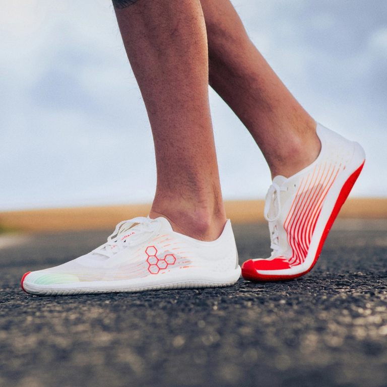 Vivobarefoot Primus Flow Bright White Neon Orange Vrouwen